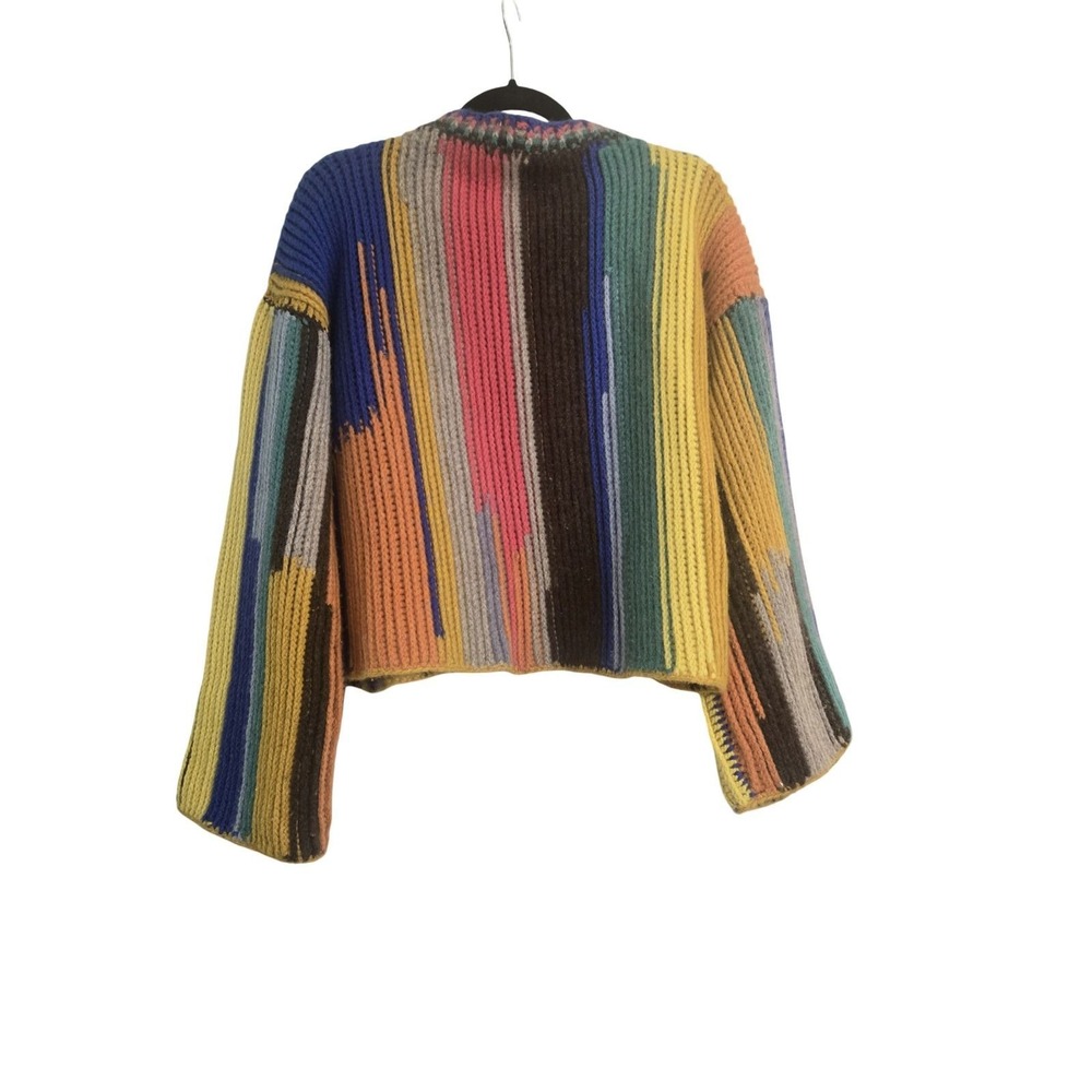 Elder Statesman Multicolor Stripe Chunky Knit Cashmere Sweater Women Hacky M - Picture 2 of 4